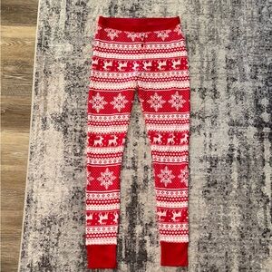 Red and White Reindeer Snowflake Leggings